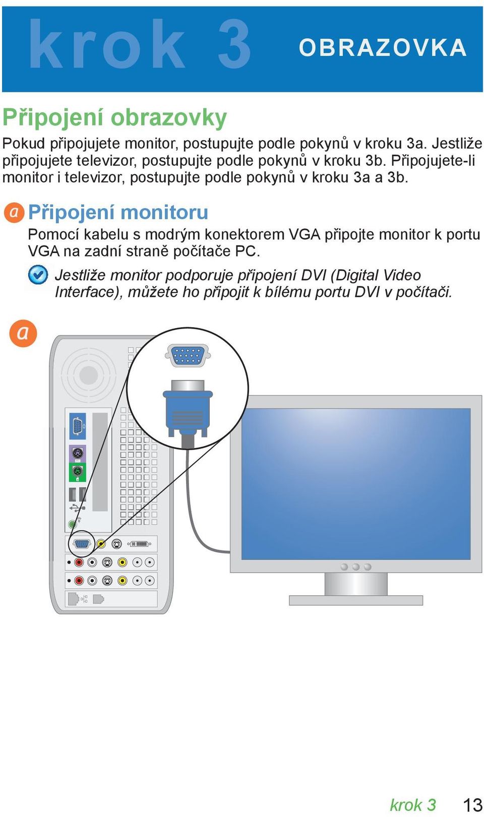 Připojujete-li monitor i televizor, postupujte podle pokynů v kroku 3a a 3b.