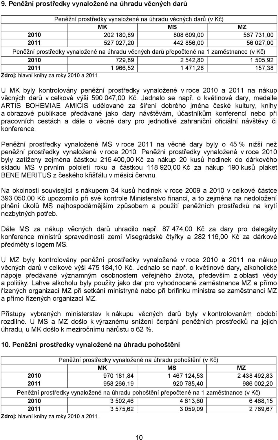 2011 na nákup věcných darů v celkové výši 590 047,00 Kč. Jednalo se např.