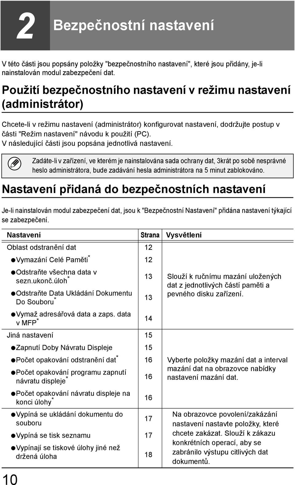 (PC). V následující části jsou popsána jednotlivá nastavení.