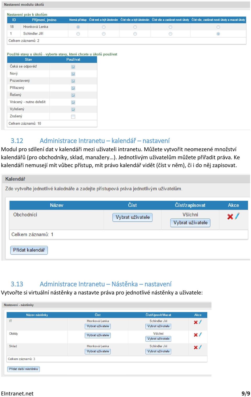 Jednotlivým uživatelům můžete přiřadit práva.