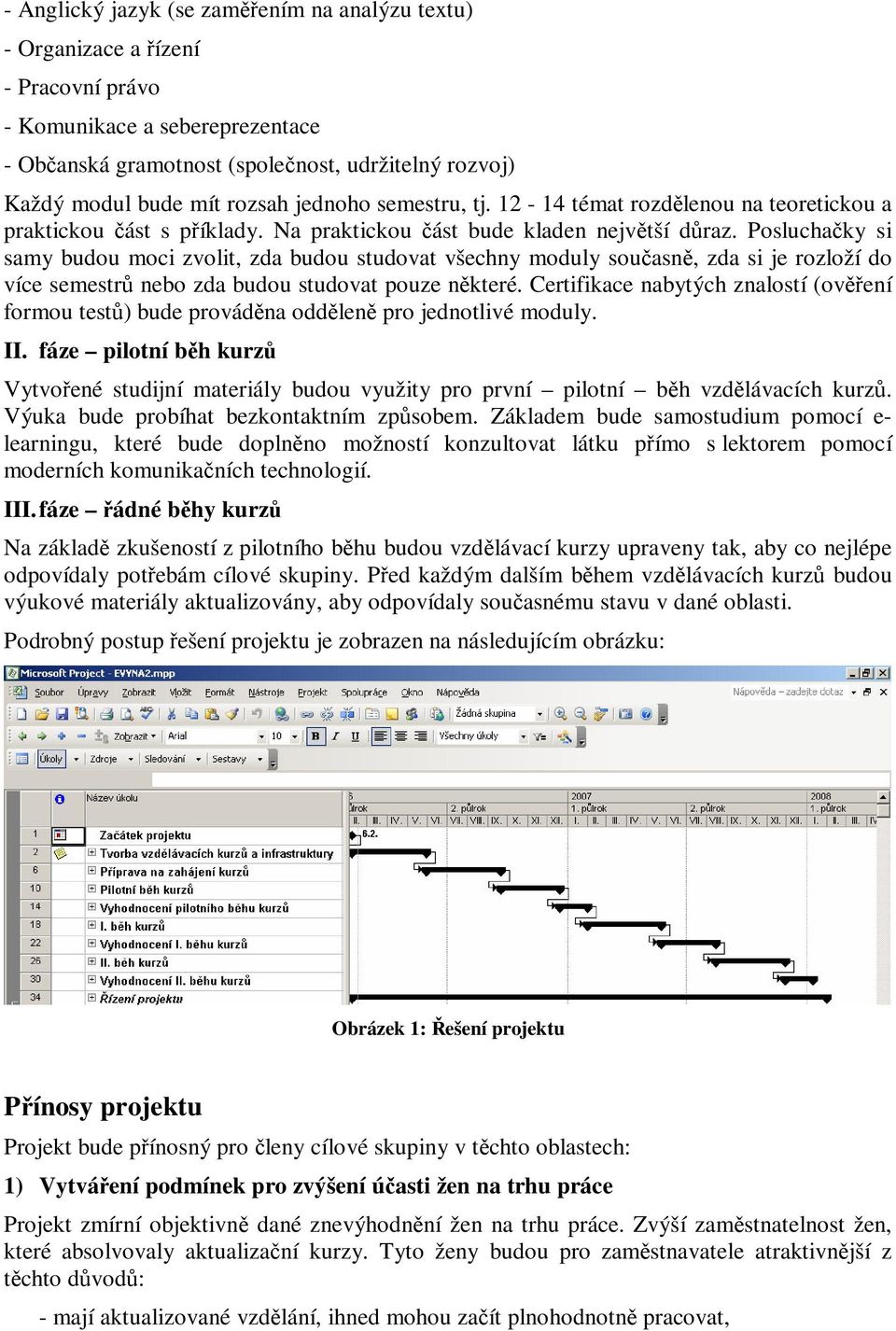 Posluchačky si samy budou moci zvolit, zda budou studovat všechny moduly současně, zda si je rozloží do více semestrů nebo zda budou studovat pouze některé.