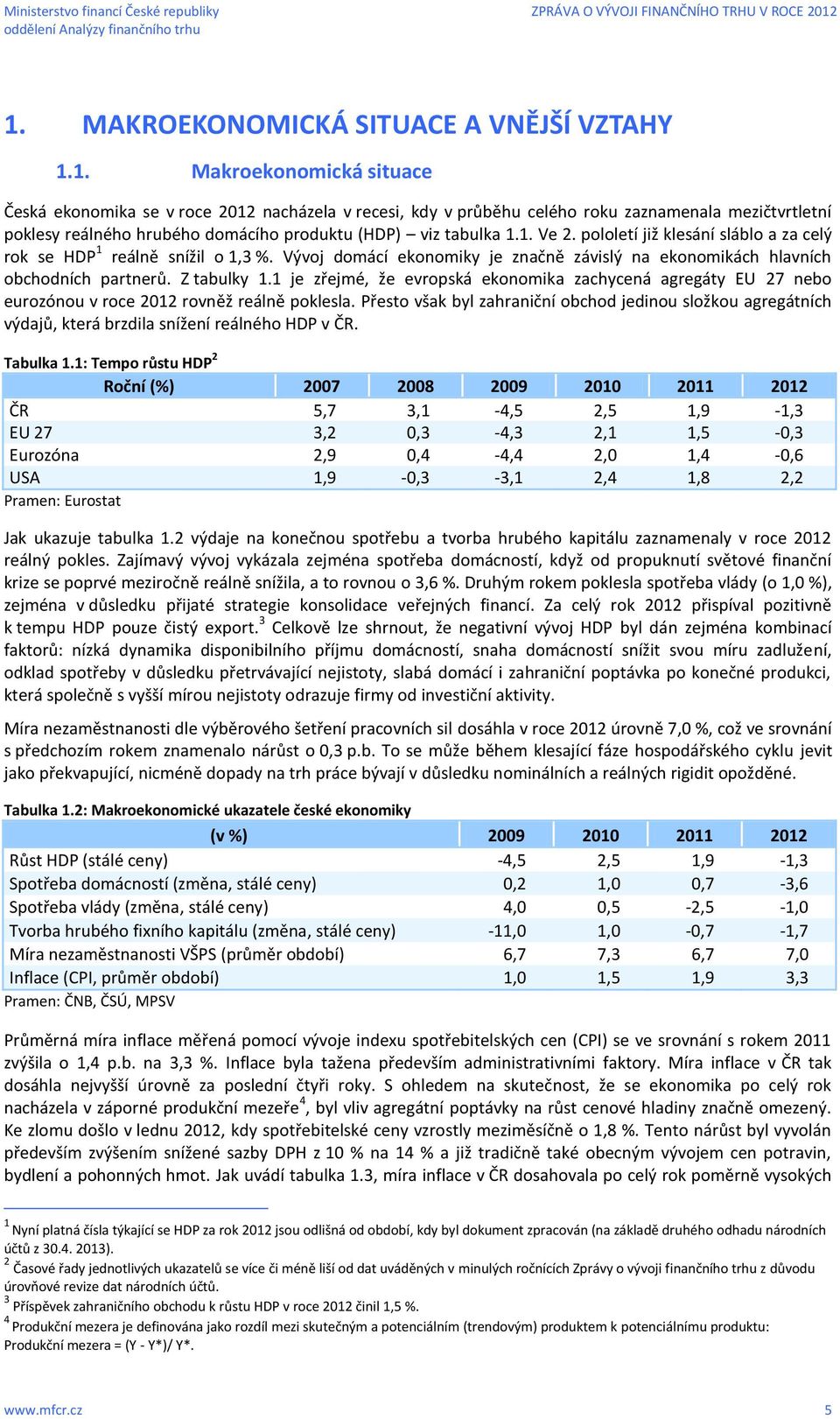 1 je zřejmé, že evropská ekonomika zachycená agregáty EU 27 nebo eurozónou v roce 2012 rovněž reálně poklesla.