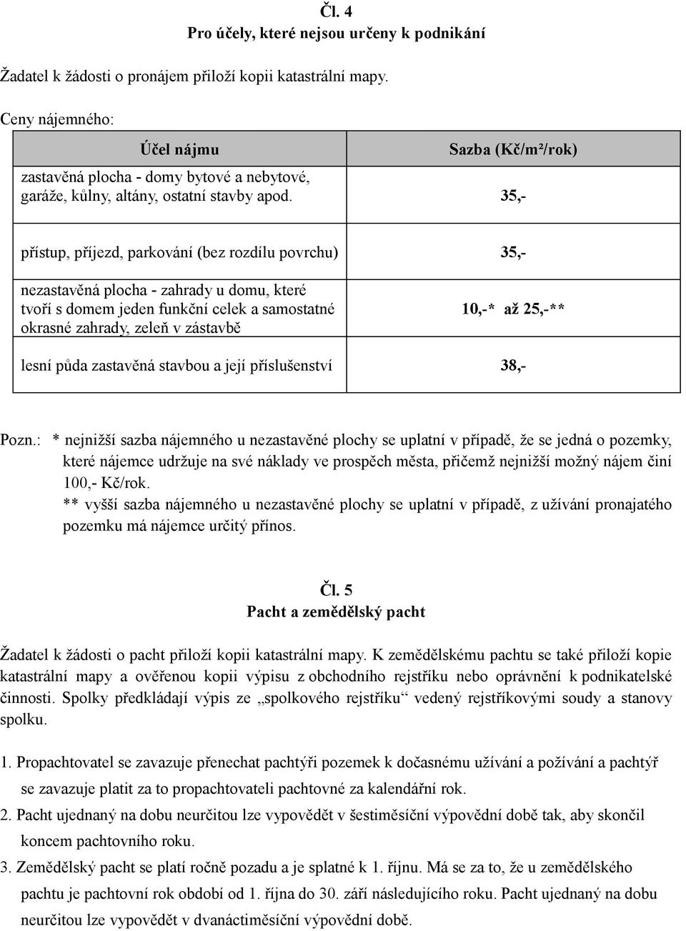 35,- přístup, příjezd, parkování (bez rozdílu povrchu) 35,- nezastavěná plocha - zahrady u domu, které tvoří s domem jeden funkční celek a samostatné okrasné zahrady, zeleň v zástavbě 10,-* až 25,-**