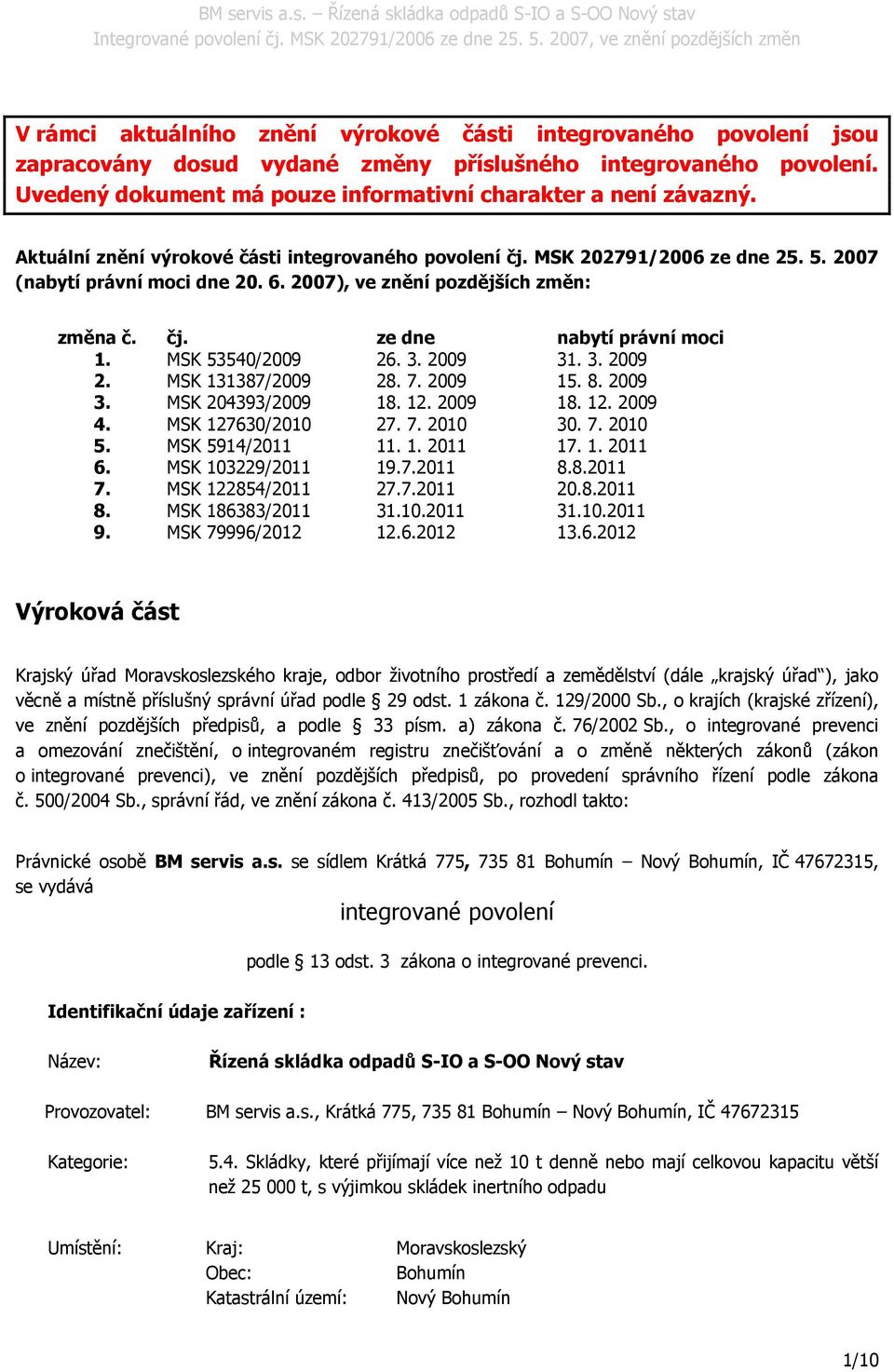 MSK 53540/2009 26. 3. 2009 31. 3. 2009 2. MSK 131387/2009 28. 7. 2009 15. 8. 2009 3. MSK 204393/2009 18. 12. 2009 18. 12. 2009 4. MSK 127630/2010 27. 7. 2010 30. 7. 2010 5. MSK 5914/2011 11. 1. 2011 17.