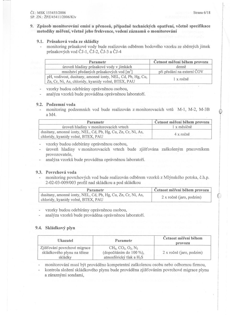 Prusaková voda ze skládky monitoring prusakové vody bude realizován odberem bodového vzorku ze sbemýchjímek prusakových vod Cj -, Cj -2, Cj -3 a CJ-4 vzorky budou odebírány oprávnenou osobou, analýza