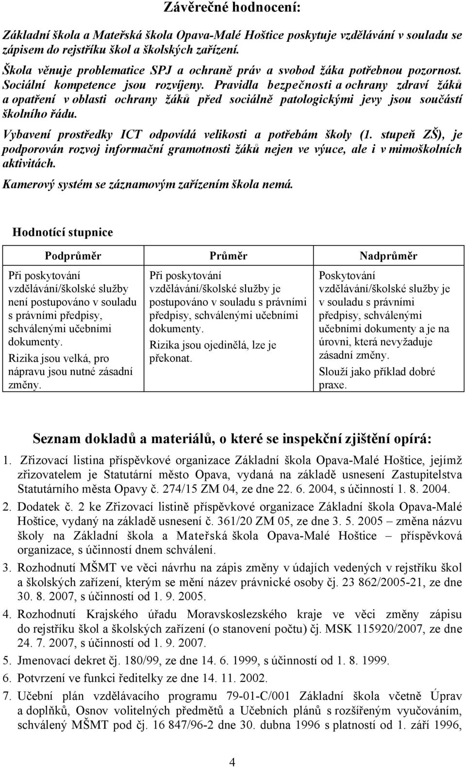 Pravidla bezpečnosti a ochrany zdraví žáků a opatření v oblasti ochrany žáků před sociálně patologickými jevy jsou součástí školního řádu.