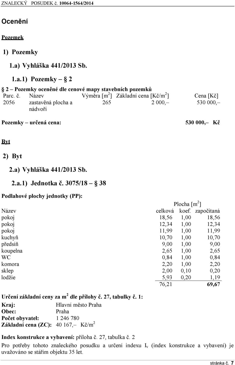 3075/18 38 Podlahové plochy jednotky (PP): Plocha [m 2 ] Název celková koef.