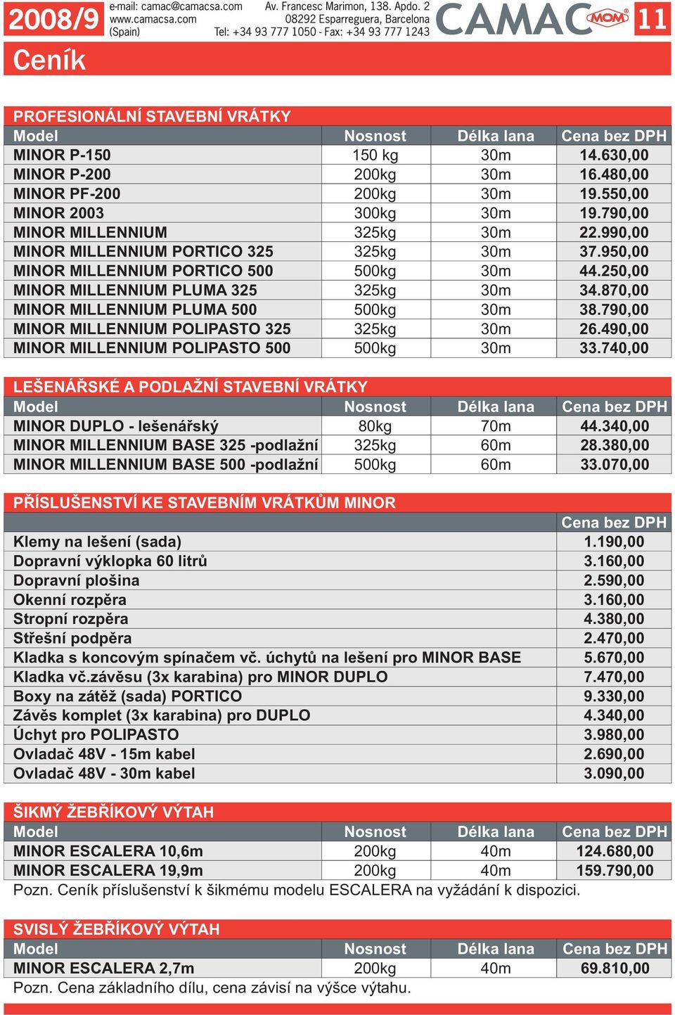 870,00 MINOR MILLENNIUM PLUMA 500 500 30 38.790,00 MINOR MILLENNIUM POLIPASTO 325 325 30 26.490,00 MINOR MILLENNIUM POLIPASTO 500 500 30 33.