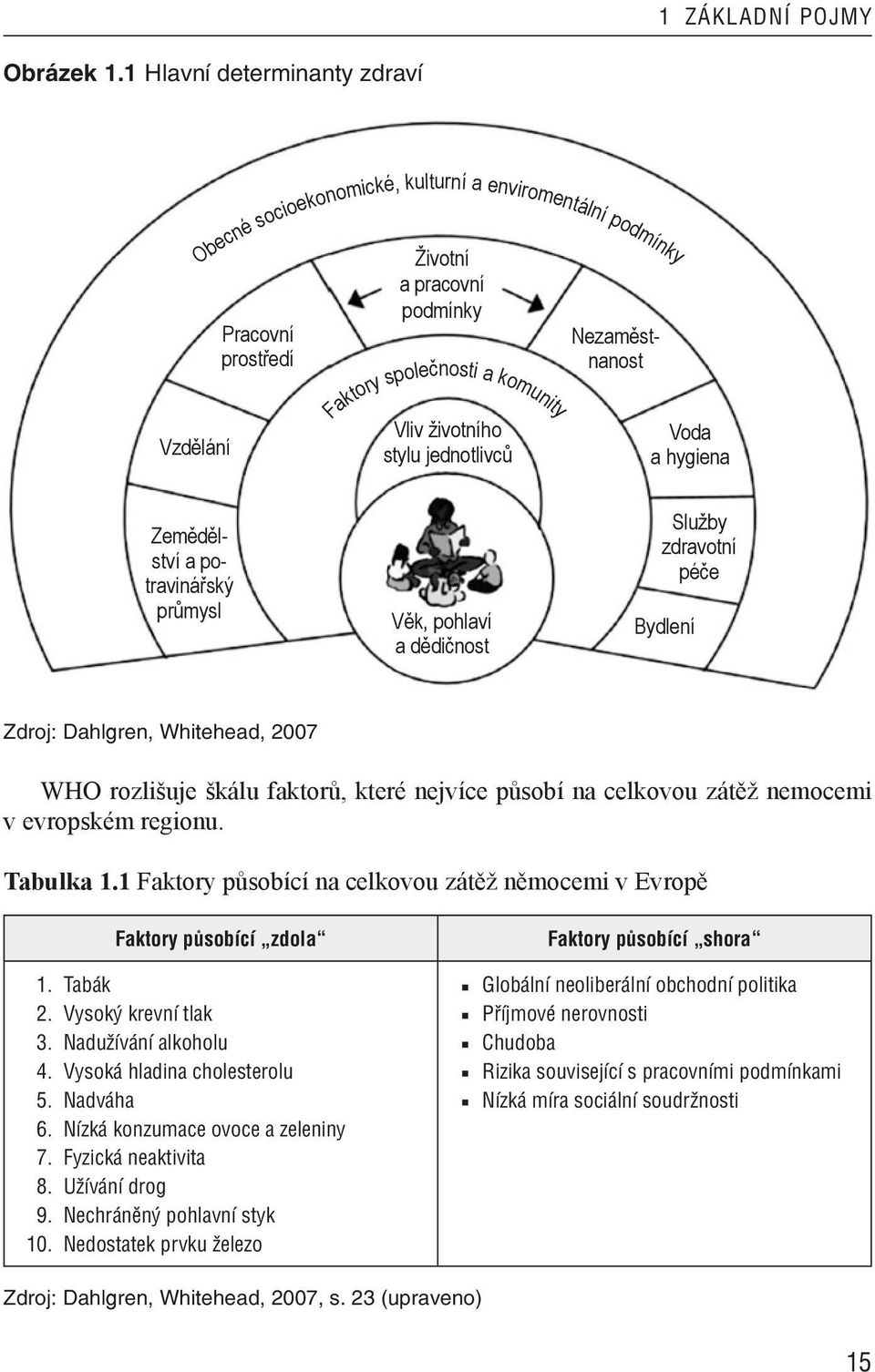 životního stylu jednotlivců Voda a hygiena Zemědělství a potravinářský průmysl Věk, pohlaví a dědičnost Služby zdravotní péče Bydlení Zdroj: Dahlgren, Whitehead, 2007 WHO rozlišuje škálu faktorů,