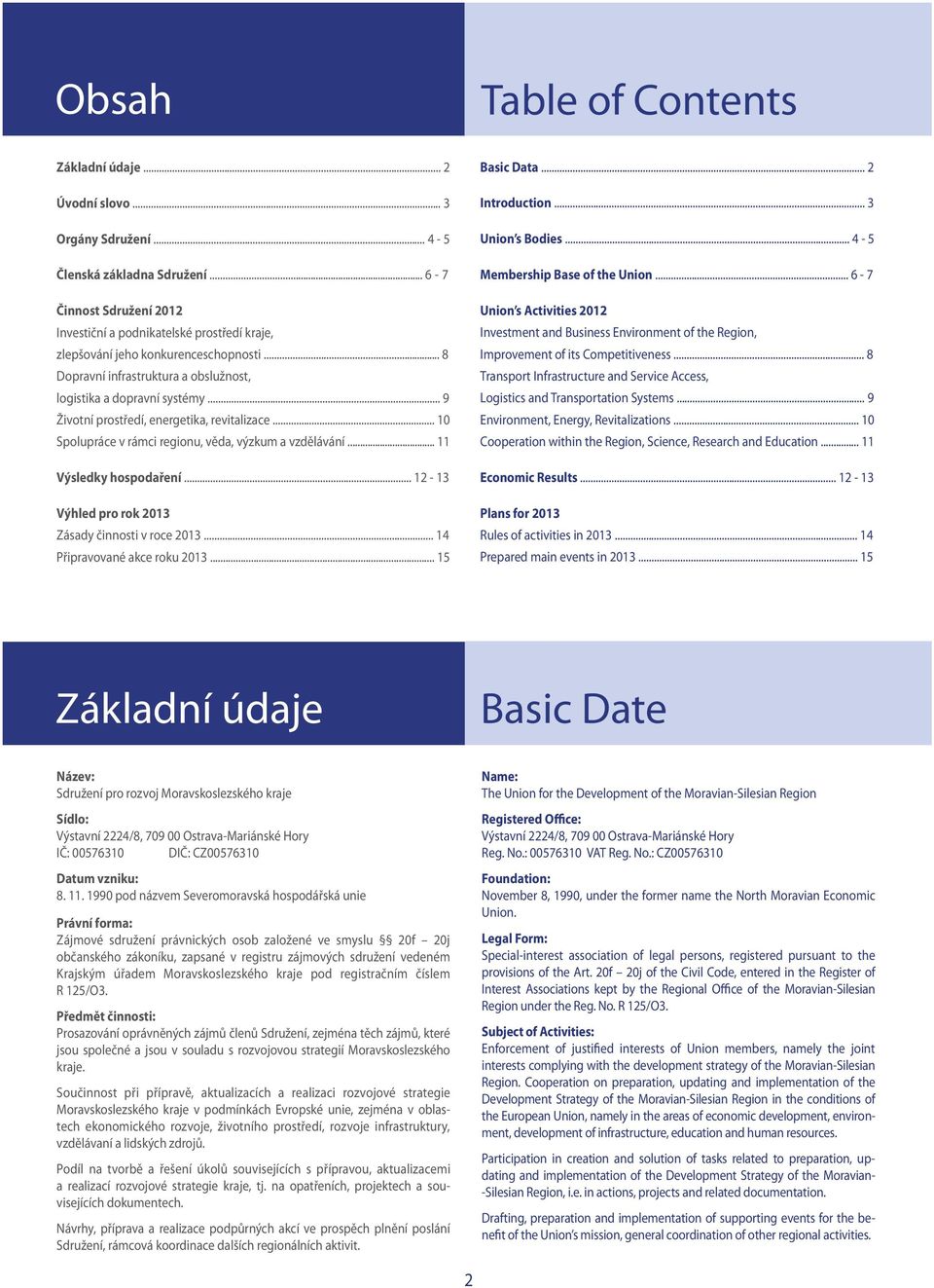 .. 9 Životní prostředí, energetika, revitalizace... 1 Spolupráce v rámci regionu, věda, výzkum a vzdělávání... 11 Výsledky hospodaření... 12-13 Výhled pro rok 213 Zásady činnosti v roce 213.