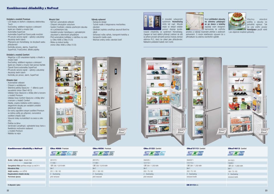 SuperCool, SuperFrost, FrostControl, dětské pojistky : odtávání Chlazení cirkulující vzduche Systé FrostSafe s dokola uzavřenýi zásuvkai s průhlednýi čely Variabilní prostor VarioSpace s vyjíatelnýi