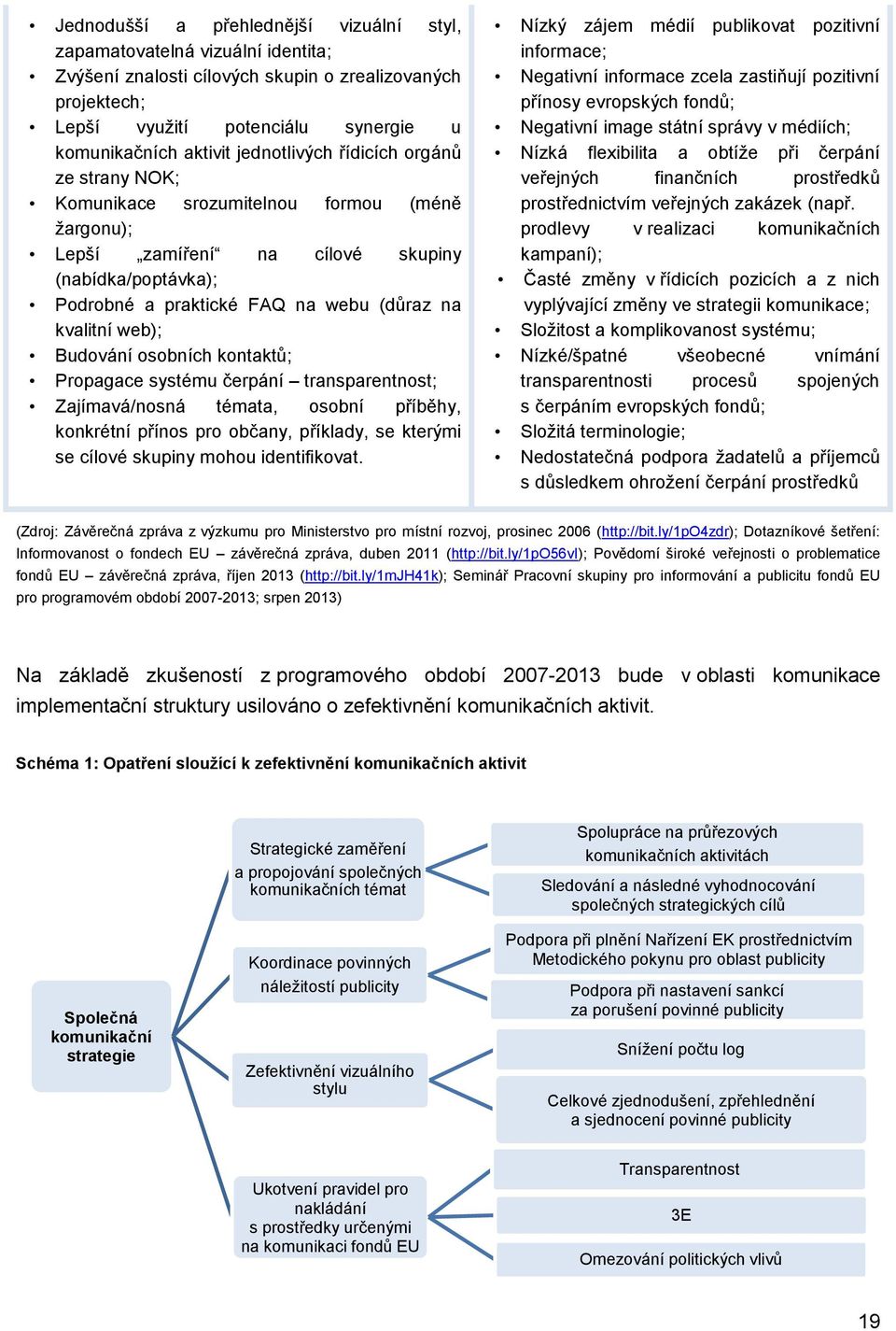 web); Budování osobních kontaktů; Propagace systému čerpání transparentnost; Zajímavá/nosná témata, osobní příběhy, konkrétní přínos pro občany, příklady, se kterými se cílové skupiny mohou