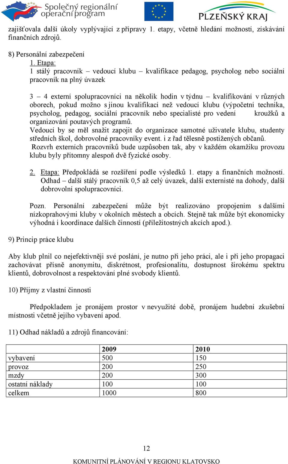 pokud možno s jinou kvalifikací než vedoucí klubu (výpočetní technika, psycholog, pedagog, sociální pracovník nebo specialisté pro vedení kroužků a organizování poutavých programů.