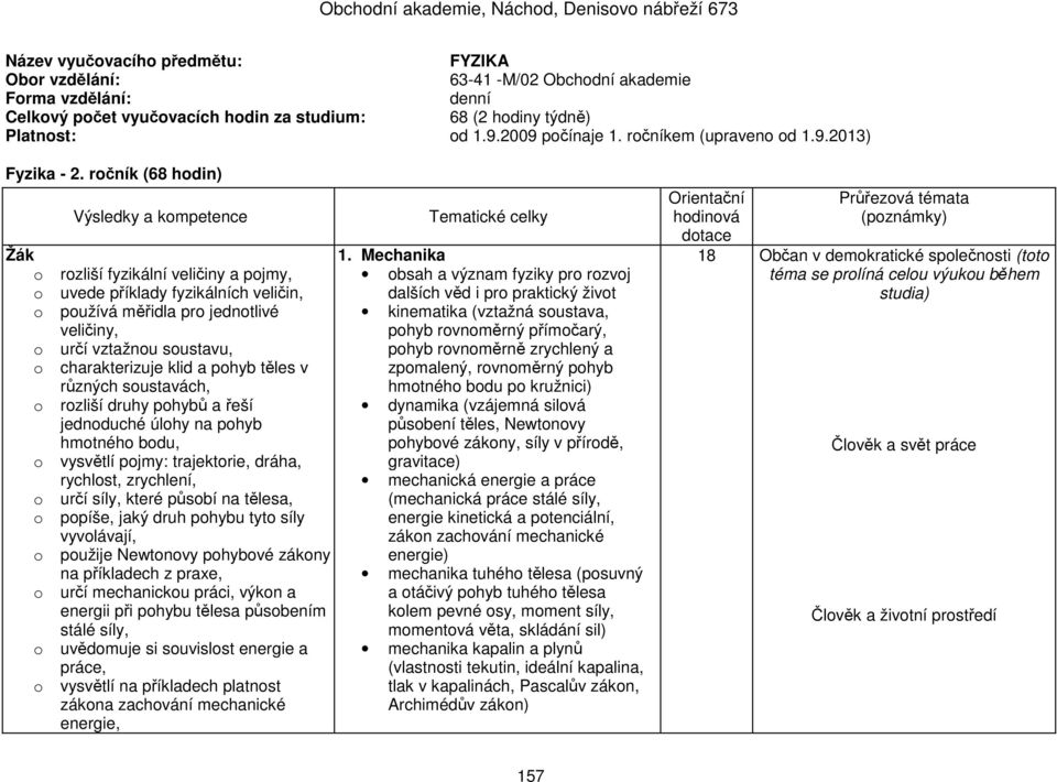 ročník (68 hodin) o rozliší fyzikální veličiny a pojmy, o uvede příklady fyzikálních veličin, o používá měřidla pro jednotlivé veličiny, o určí vztažnou soustavu, o charakterizuje klid a pohyb těles