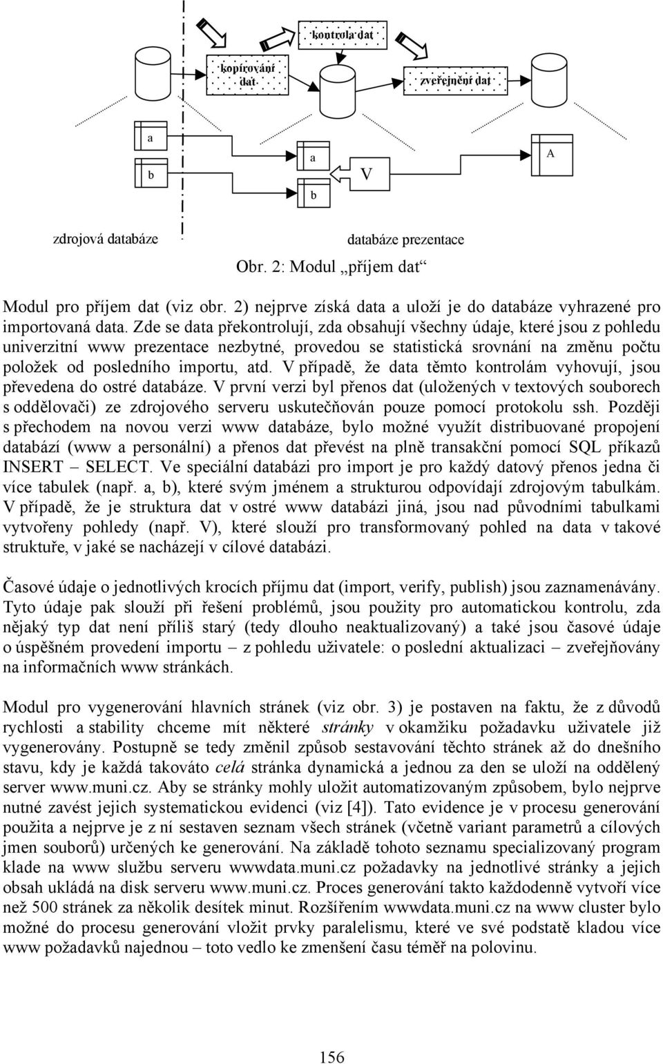 Zde se data překontrolují, zda obsahují všechny údaje, které jsou z pohledu univerzitní www prezentace nezbytné, provedou se statistická srovnání na změnu počtu položek od posledního importu, atd.