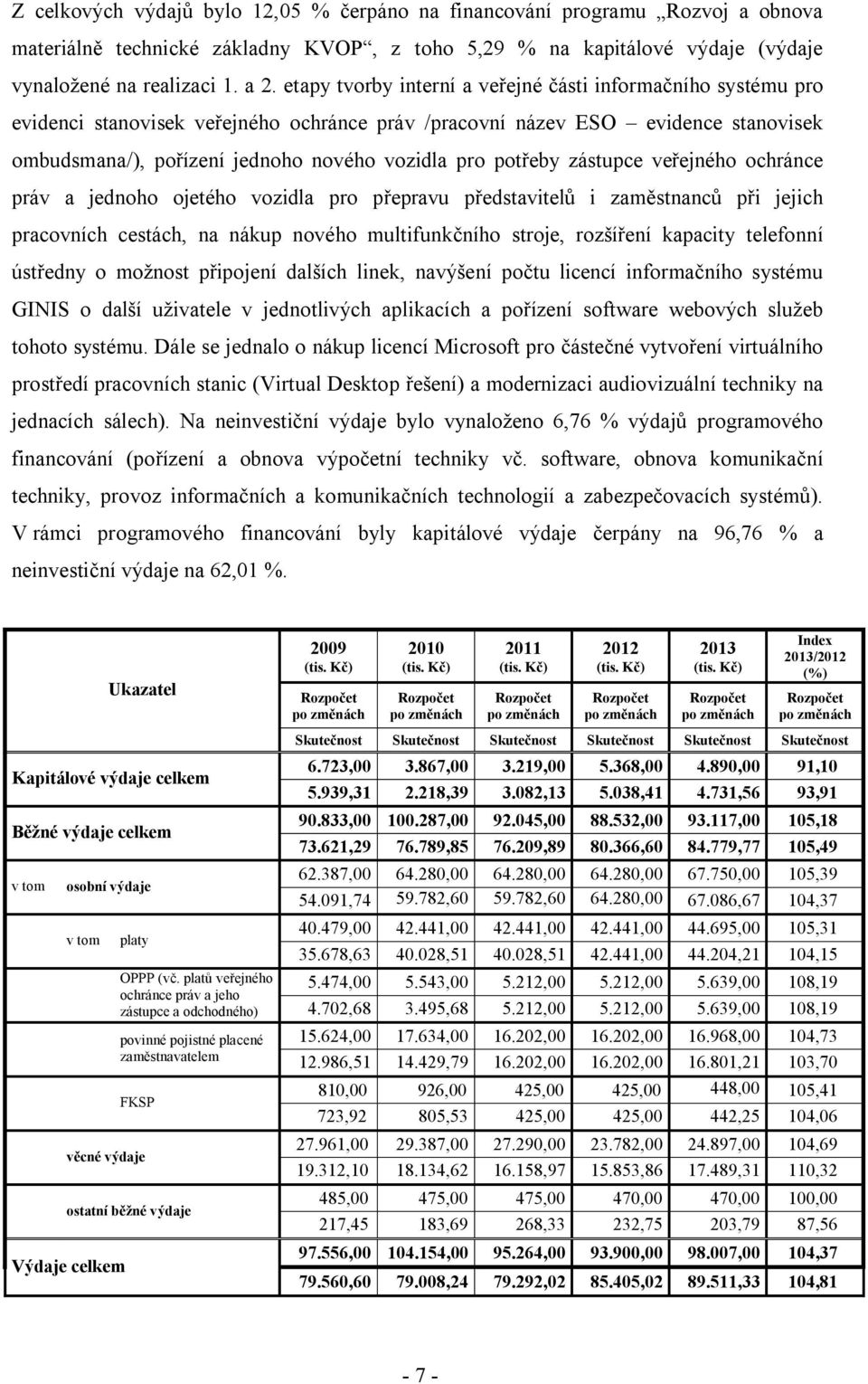 potřeby zástupce veřejného ochránce práv a jednoho ojetého vozidla pro přepravu představitelů i zaměstnanců při jejich pracovních cestách, na nákup nového multifunkčního stroje, rozšíření kapacity