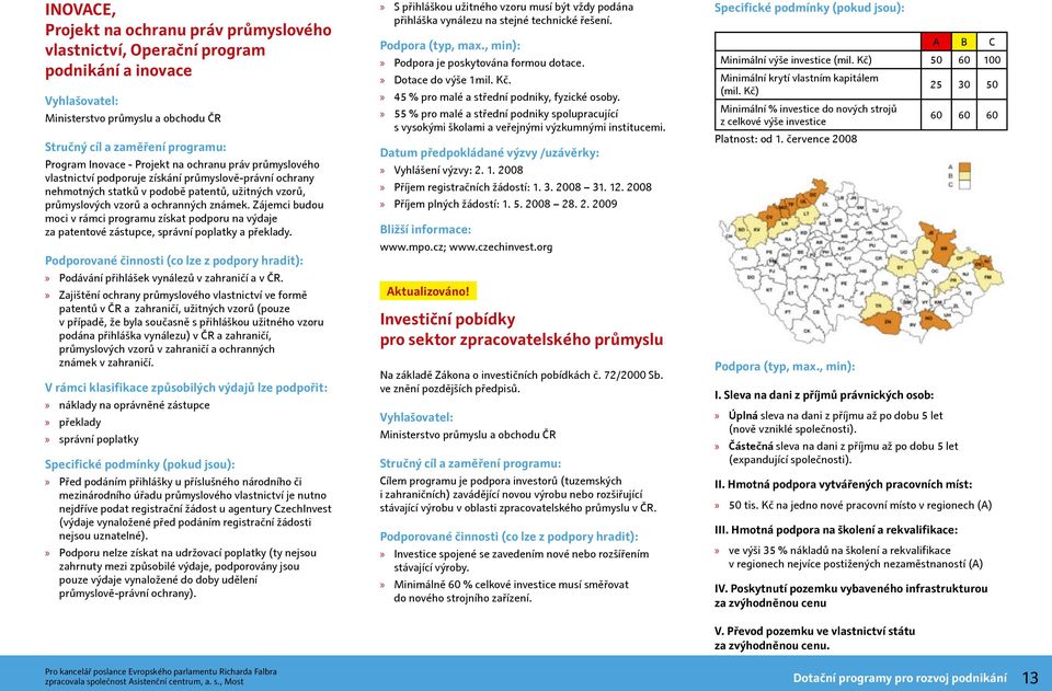 Zájemci budou moci v rámci programu získat podporu na výdaje za patentové zástupce, správní poplatky a překlady.