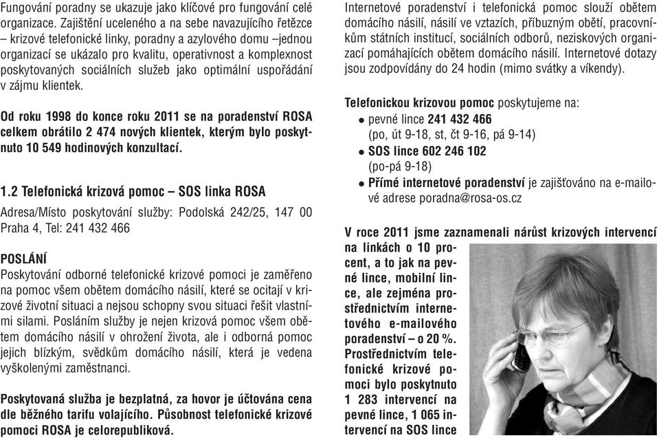 služeb jako optimální uspořádání v zájmu klientek. Od roku 19