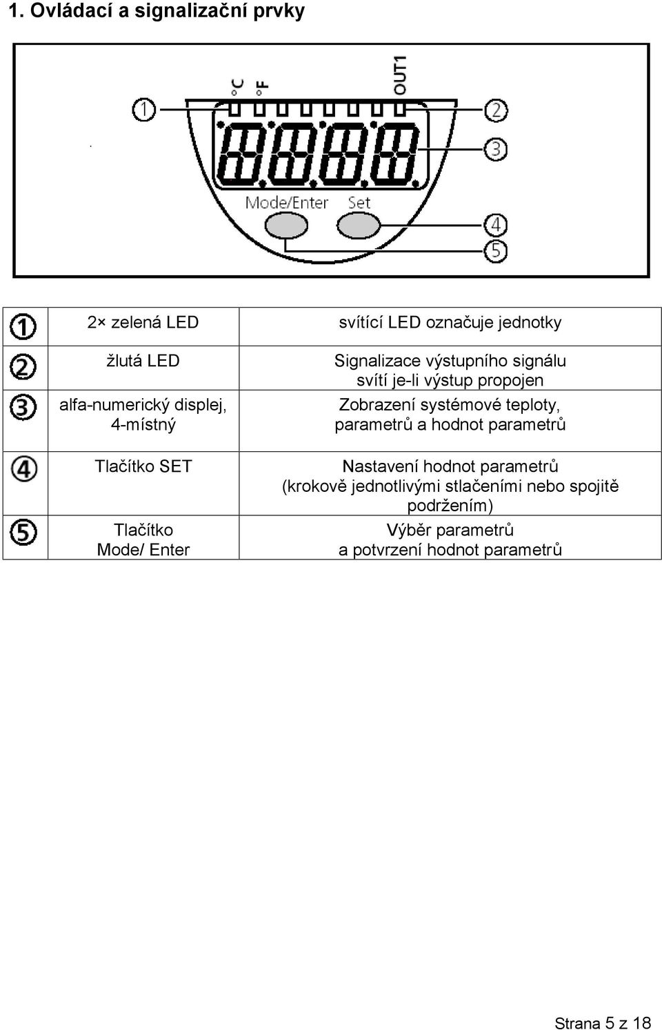 propojen Zobrazení systémové teploty, parametrů a hodnot parametrů Nastavení hodnot parametrů (krokově