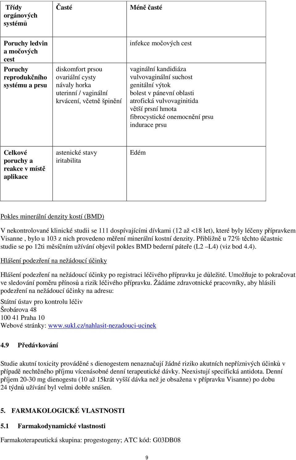 prsu Celkové poruchy a reakce v místě aplikace astenické stavy iritabilita Edém Pokles minerální denzity kostí (BMD) V nekontrolované klinické studii se 111 dospívajícími dívkami (12 až <18 let),