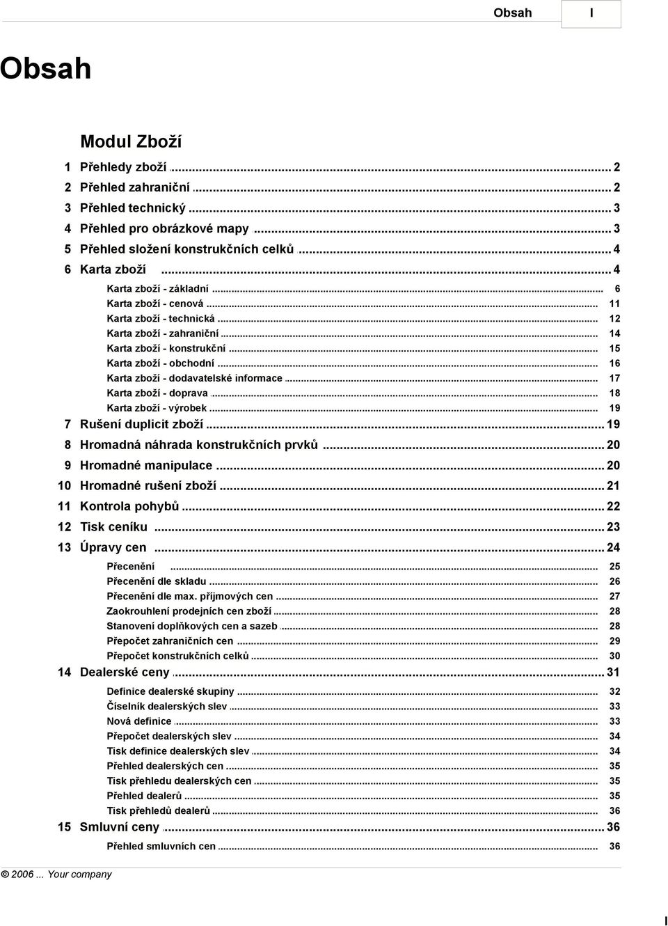 doprava Karta zboží - výrobek 6 11 12 14 15 16 17 18 19 7 Rušení duplicit... zboží 19 8 Hromadná náhrada... konstrukčních prvků 20 9 Hromadné manipulace... 20 10 Hromadné rušení.