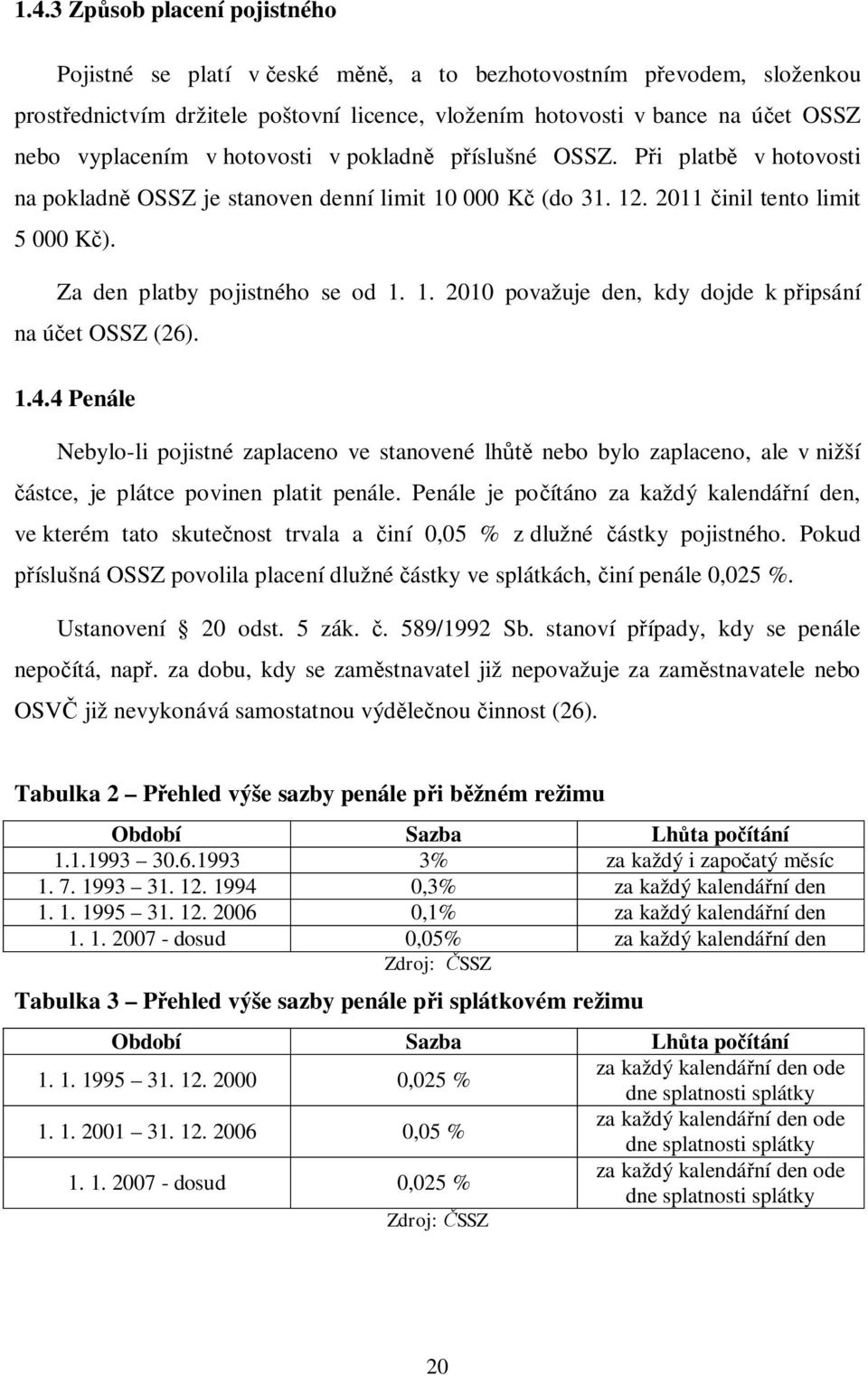 1.4.4 Penále Nebylo-li pojistné zaplaceno ve stanovené lh nebo bylo zaplaceno, ale v nižší ástce, je plátce povinen platit penále.