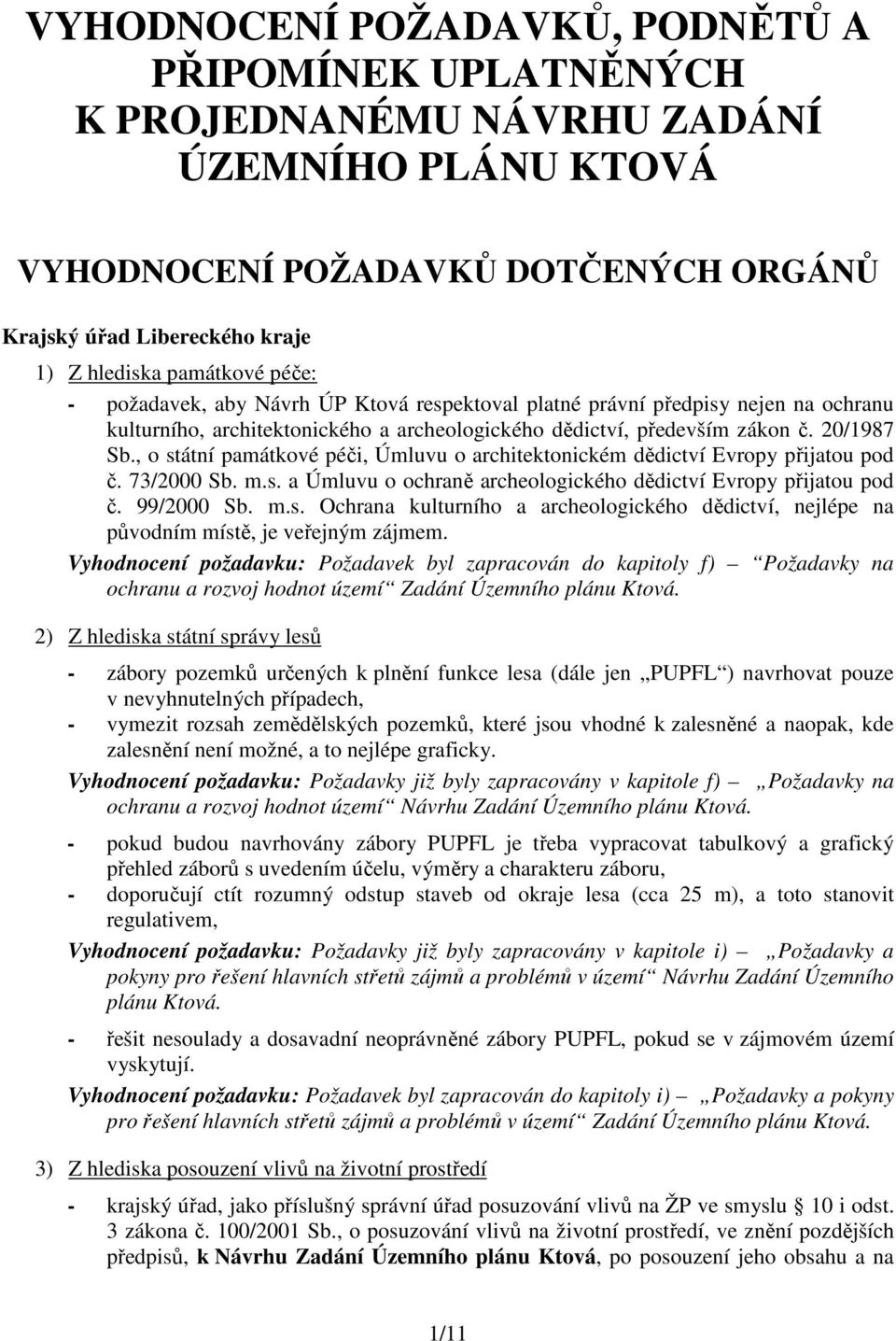 , o státní památkové péči, Úmluvu o architektonickém dědictví Evropy přijatou pod č. 73/2000 Sb. m.s. a Úmluvu o ochraně archeologického dědictví Evropy přijatou pod č. 99/2000 Sb. m.s. Ochrana kulturního a archeologického dědictví, nejlépe na původním místě, je veřejným zájmem.