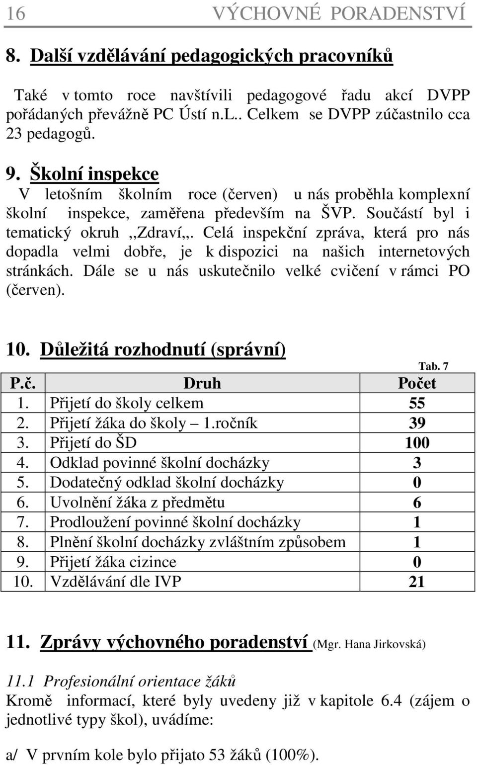 Celá inspekční zpráva, která pro nás dopadla velmi dobře, je k dispozici na našich internetových stránkách. Dále se u nás uskutečnilo velké cvičení v rámci PO (červen). 10.