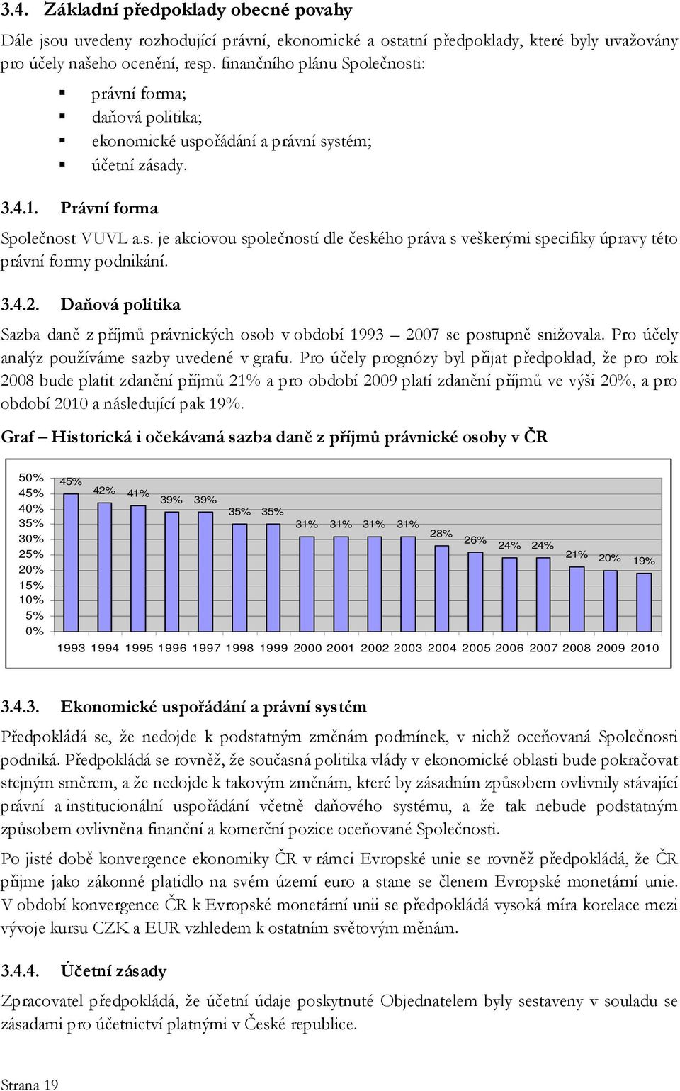 3.4.2. Daňová politika Sazba daně z příjmů právnických osob v období 1993 2007 se postupně snižovala. Pro účely analýz používáme sazby uvedené v grafu.