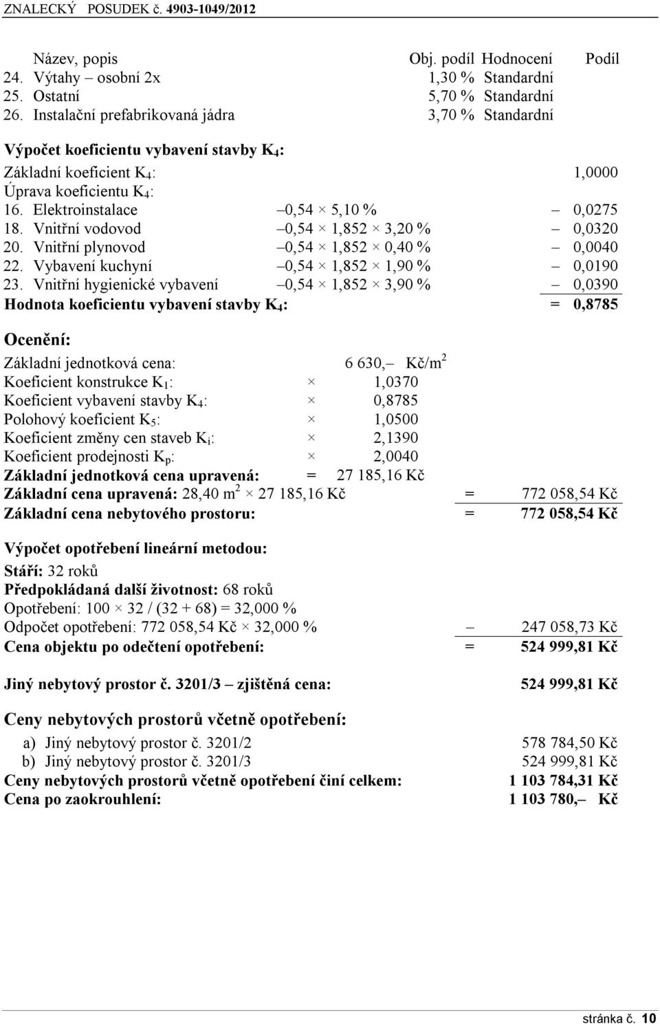 Vnitřní vdvd 0,54 1,852 3,20 % 0,0320 20. Vnitřní plynvd 0,54 1,852 0,40 % 0,0040 22. Vybavení kuchyní 0,54 1,852 1,90 % 0,0190 23.