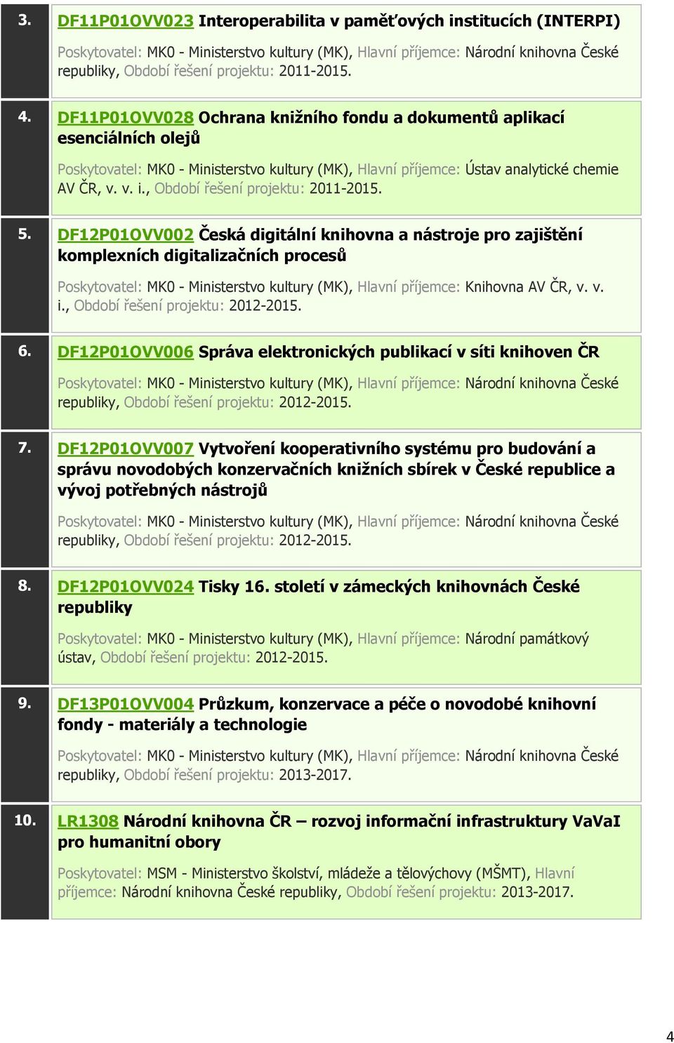 , Období řešení projektu: 2011-2015. 5.