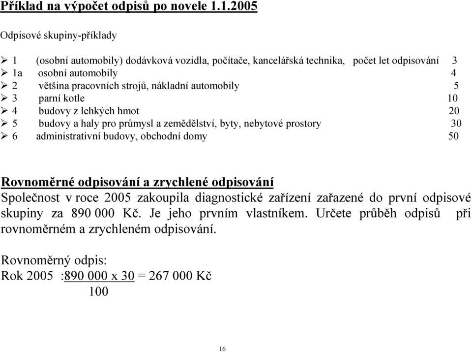 strojů, nákladní automobily 5 3 parní kotle 10 4 budovy z lehkých hmot 20 5 budovy a haly pro průmysl a zemědělství, byty, nebytové prostory 30 6 administrativní budovy,