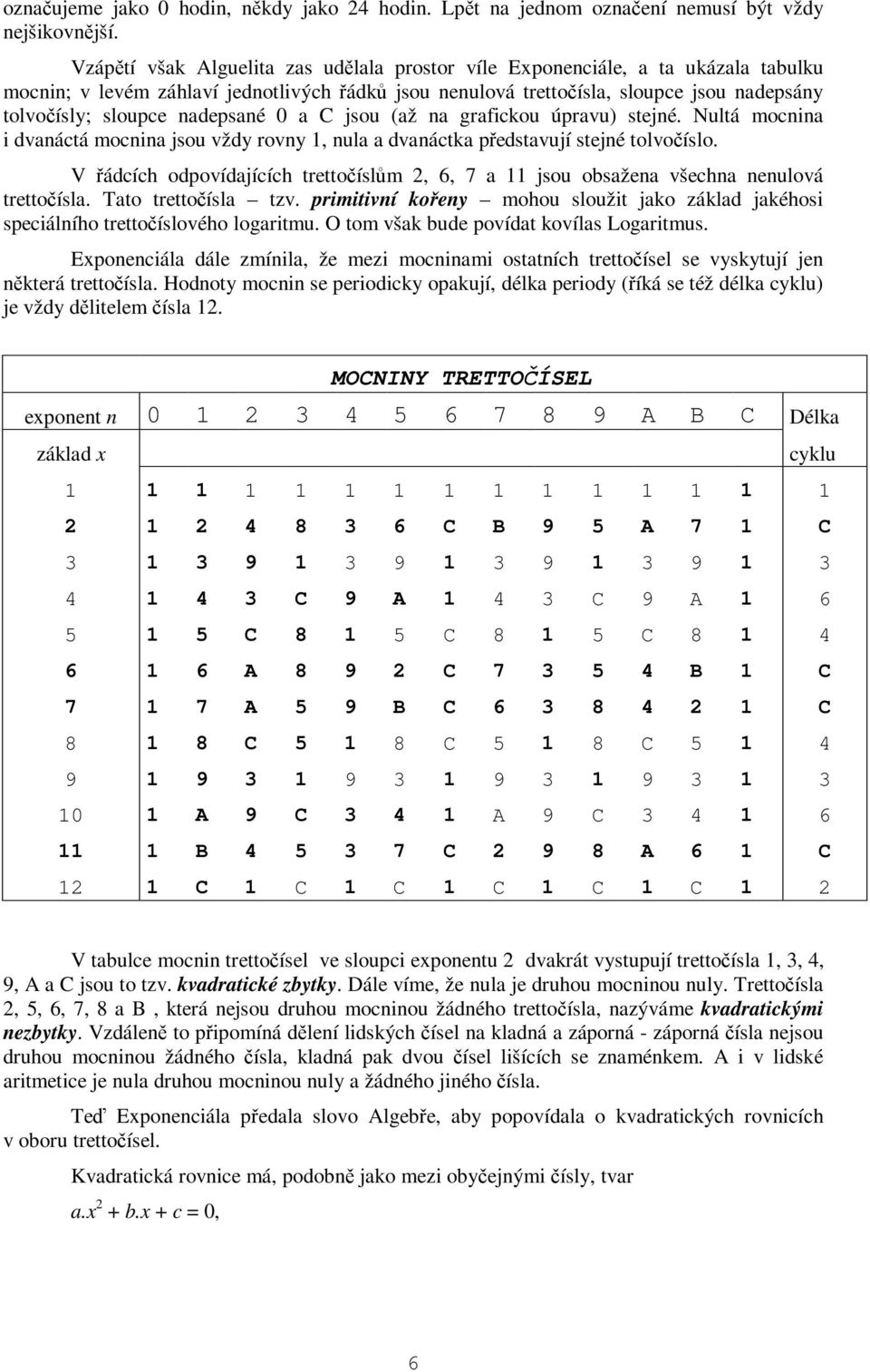 0 a C jsou (až na grafickou úpravu) stejné. Nultá mocnina i dvanáctá mocnina jsou vždy rovny 1, nula a dvanáctka pedstavují stejné tolvoíslo.