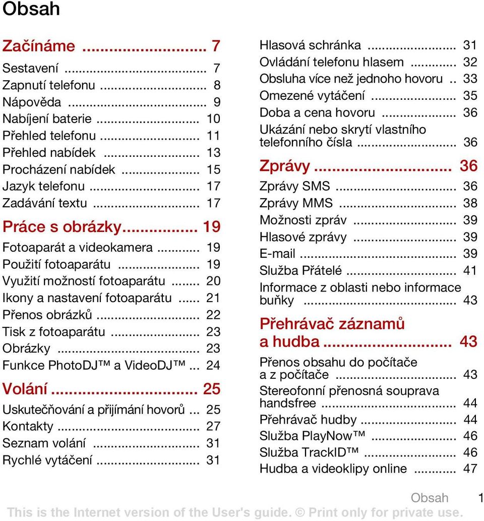 .. 23 Obrázky... 23 Funkce PhotoDJ a VideoDJ... 24 Volání... 25 Uskutečňování a přijímání hovorů... 25 Kontakty... 27 Seznam volání... 31 Rychlé vytáčení... 31 Hlasová schránka.