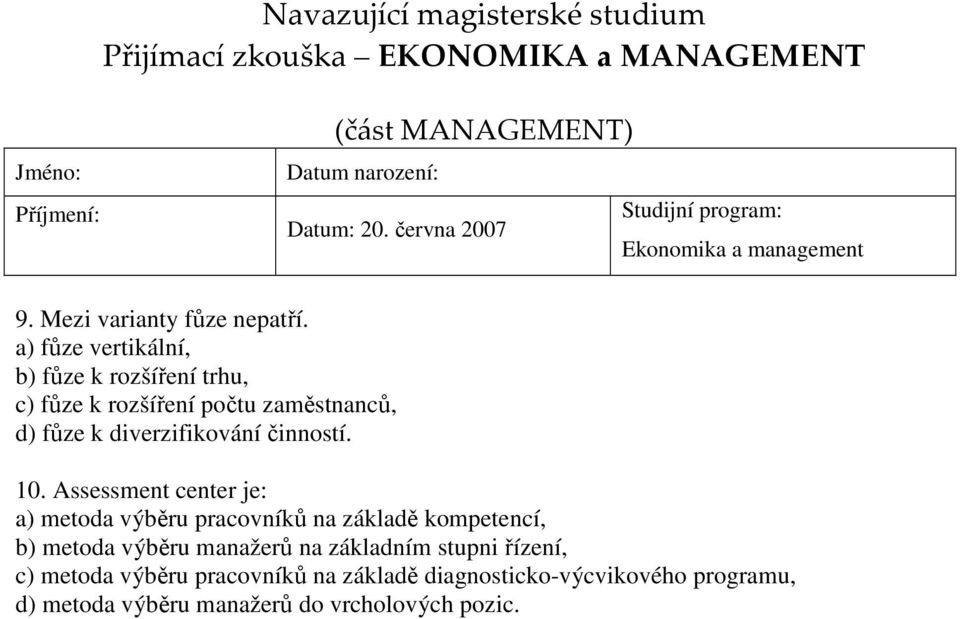 diverzifikování činností. 10.