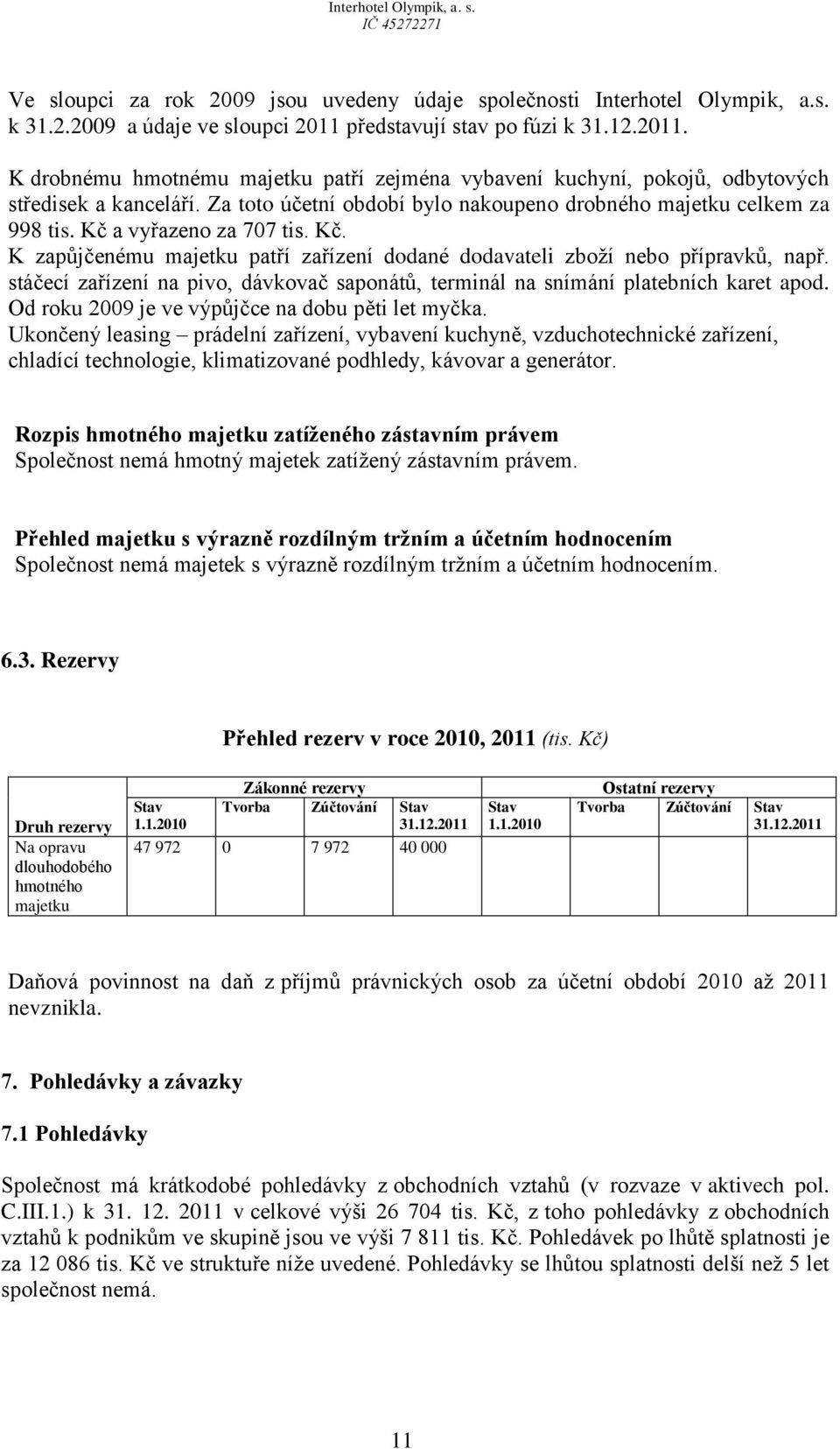 Za toto účetní období bylo nakoupeno drobného majetku celkem za 998 tis. Kč a vyřazeno za 707 tis. Kč. K zapůjčenému majetku patří zařízení dodané dodavateli zboží nebo přípravků, např.