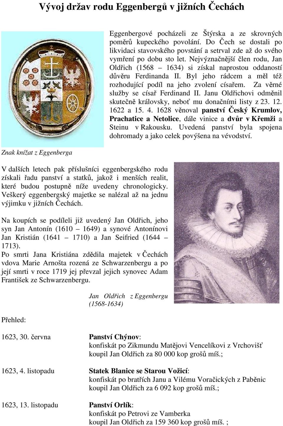 Na koupích se podíleli již uvedený Jan Oldřich, jeho syn Jan Antonín (1610 1649) a synové Antonínovi Jan Kristián (1641 1710) a Jan Seifried (1644 1713).