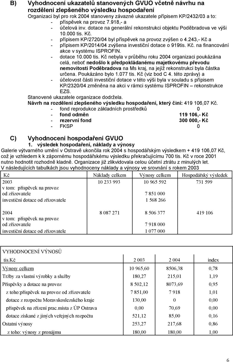 243,- Kč a - přípisem KP/2014/04 zvýšena investiční dotace o 919tis. Kč. na financování akce v systému ISPROFIN. - dotace 10.000 tis.