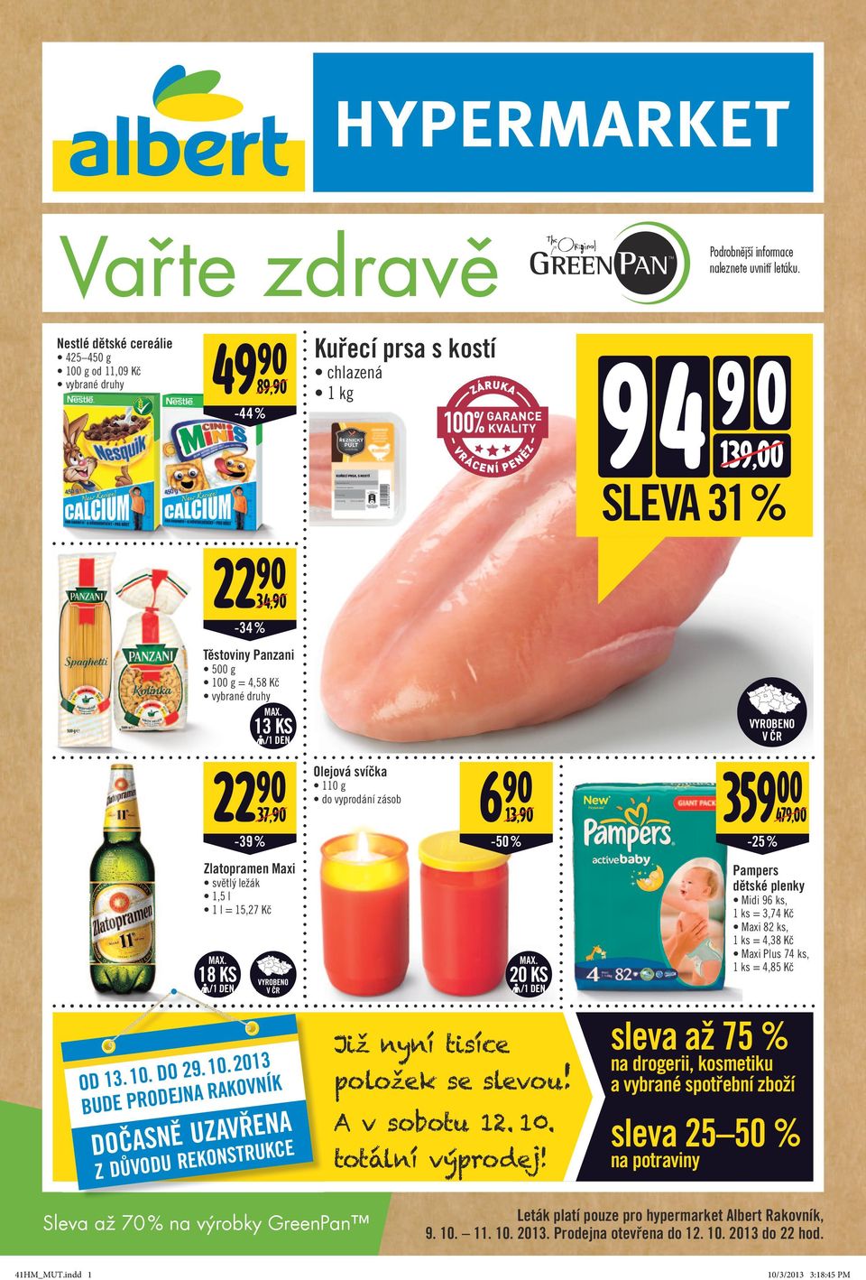 Zlatopramen Maxi Pampers dětské plenky světlý ležák 1,5 l 1 l = 15,27 Kč 18/1 DEN 20/1 DEN 3 O 29. 10.