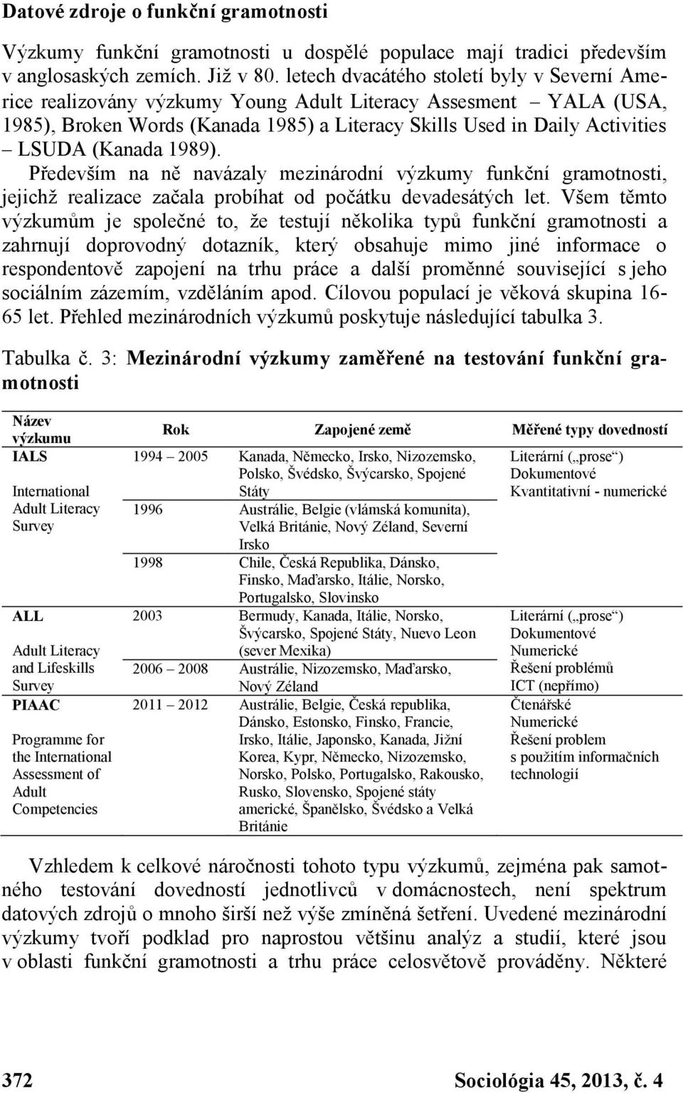 (Kanada 1989). Především na ně navázaly mezinárodní výzkumy funkční gramotnosti, jejichž realizace začala probíhat od počátku devadesátých let.