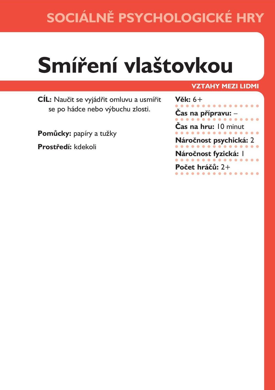 Pomůcky: papíry a tužky Prostředí: kdekoli Věk: 6+ VZTAHY MEZI LIDMI