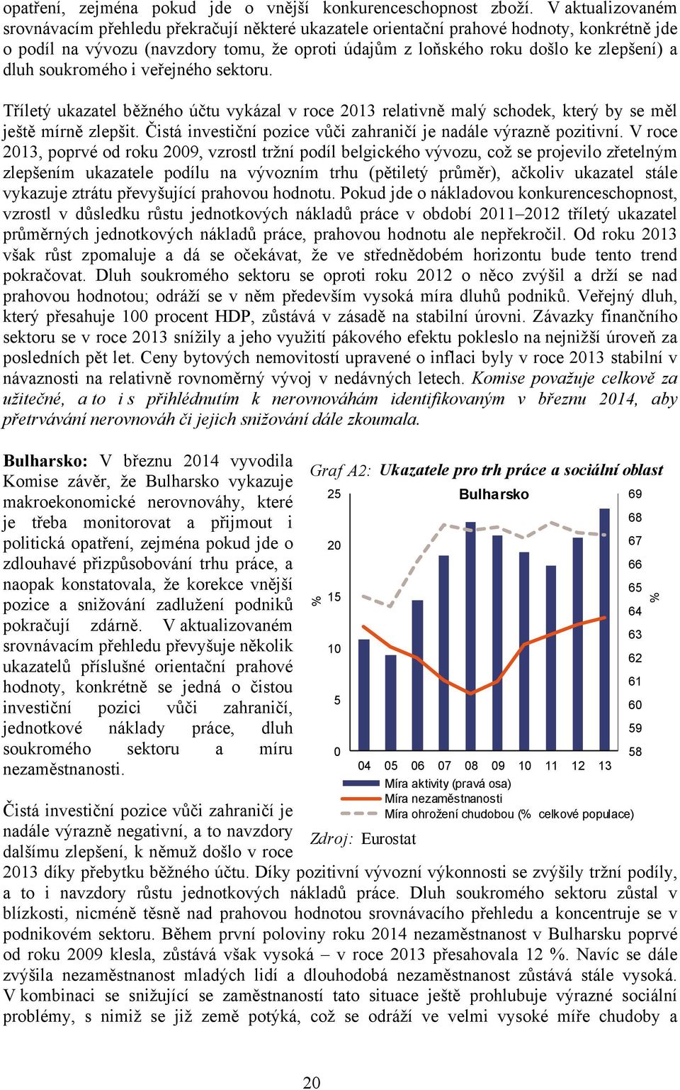 dluh soukromého i veřejného sektoru. Tříletý ukazatel běžného účtu vykázal v roce 213 relativně malý schodek, který by se měl ještě mírně zlepšit.