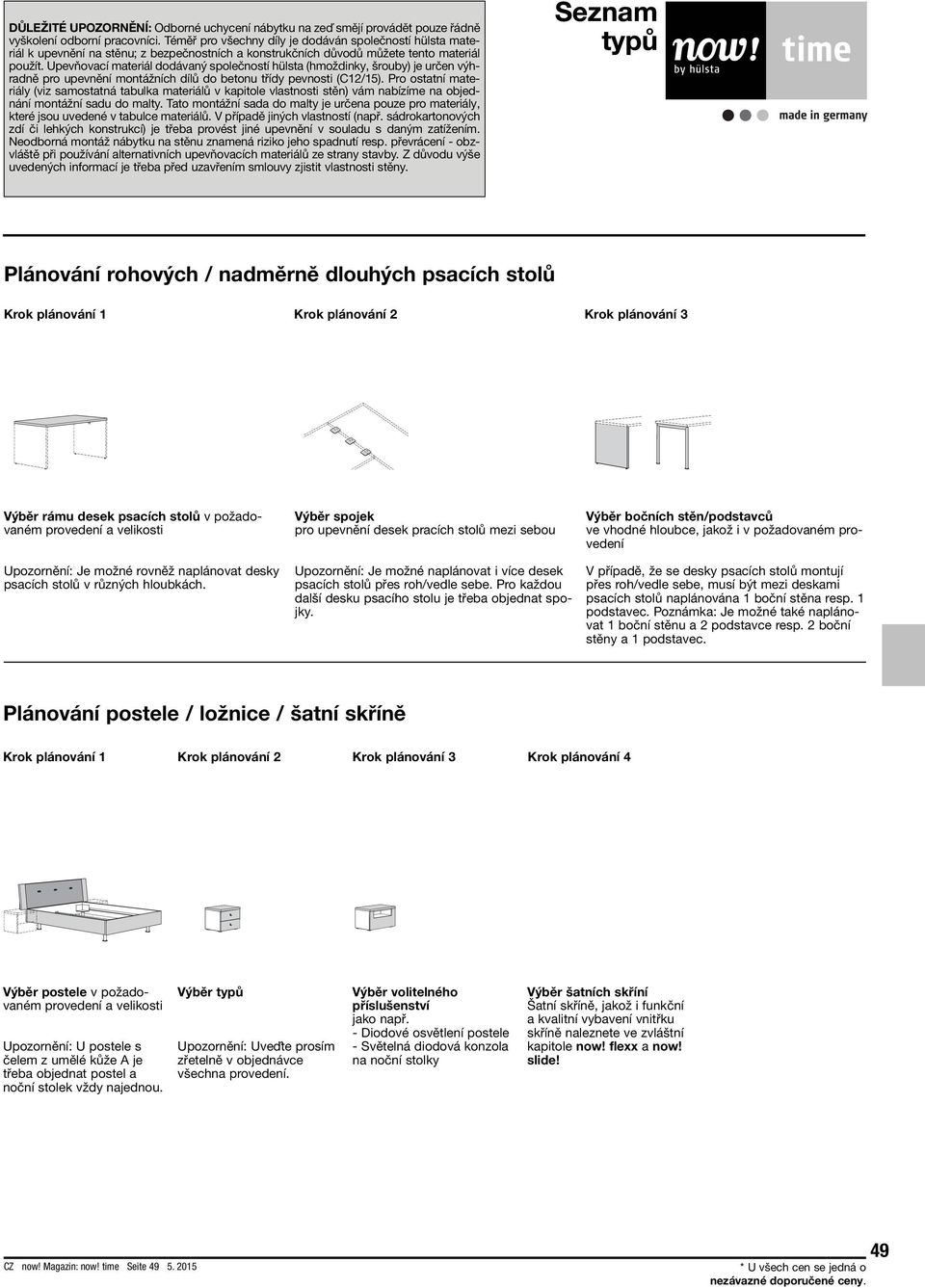 Upevňovací materiál dodávaný společností hülsta (hmoždinky, šrouby) je určen výhradně pro upevnění montážních dílů do betonu třídy pevnosti (C12/15).