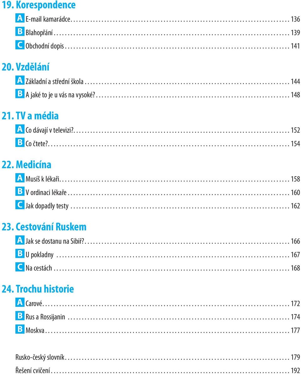 ..................................................................... 148 21. TV a média A Co dávají v televizi?............................................................................. 152 B Co čtete?