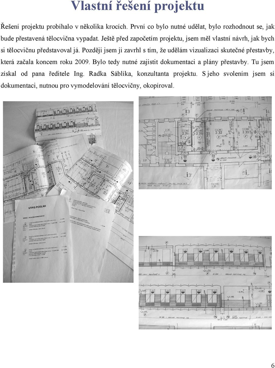 Ještě před započetím projektu, jsem měl vlastní návrh, jak bych si tělocvičnu představoval já.