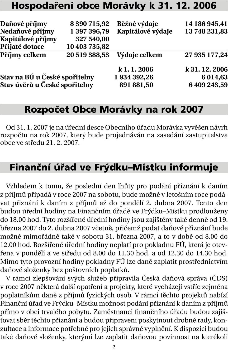 388,53 Výdaje celkem 27 935 177,24 k 1. 1. 2006 k 31. 12.