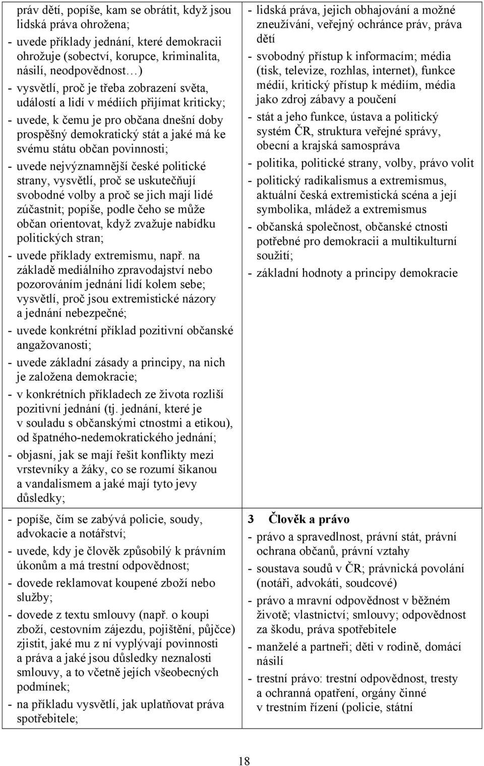 nejvýznamnější české politické strany, vysvětlí, proč se uskutečňují svobodné volby a proč se jich mají lidé zúčastnit; popíše, podle čeho se může občan orientovat, když zvažuje nabídku politických