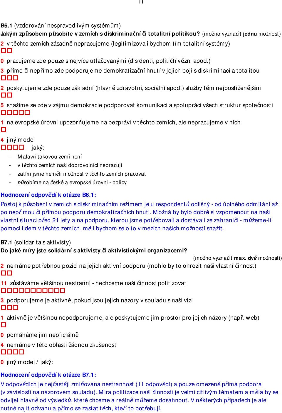 ) 3 pímo i nepímo zde podporujeme demokratizaní hnutí v jejich boji s diskriminací a totalitou 2 poskytujeme zde pouze základní (hlavn zdravotní, sociální apod.