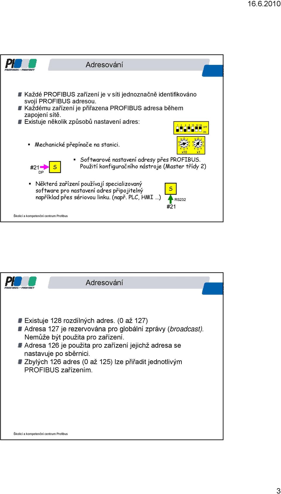 Použití konfiguračního nástroje (Master třídy 2) 8 7 6 9 0 5 x1 1 2 3 4 Některá zařízení používají specializovaný software pro nastavení adres připojitelný například přes sériovou linku. (např.