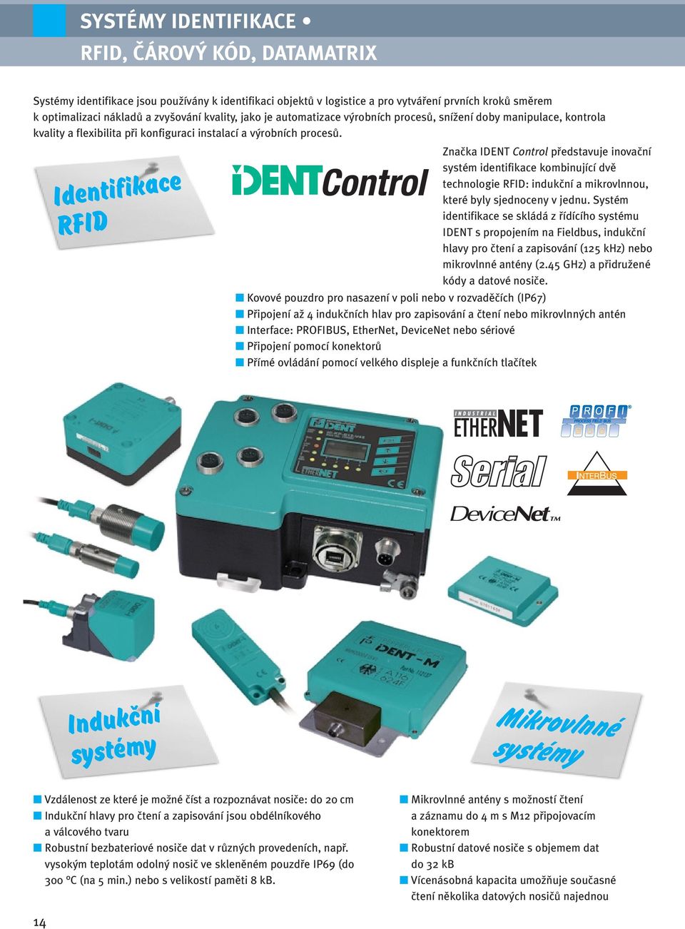 Identifikace RFID Znaãka IDENT Control pfiedstavuje inovaãní systém identifikace kombinující dvû technologie RFID: indukãní a mikrovlnnou, které byly sjednoceny v jednu.